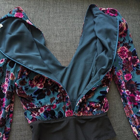 Ronny Kobo Collection Floral Velvet Burnout Bodysuit - Picture 7 of 12